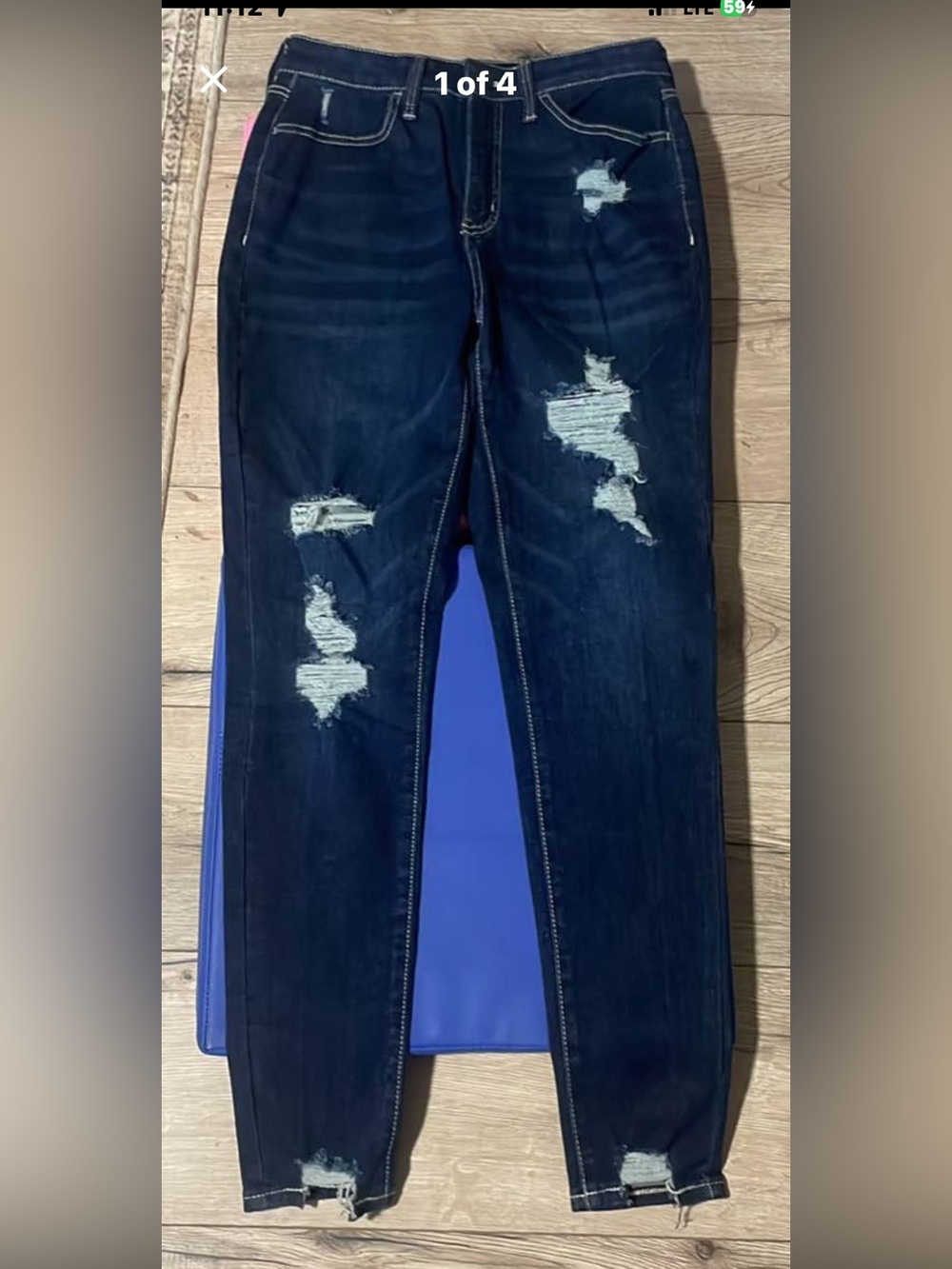 SO Dark Indigo Ripped Skinny Jeans